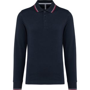 Kariban Heren polo van piquétricot met lange mouwen K280 - Navy / Red / White - L