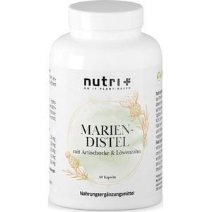 nutri+ Mariadistel Artisjok Paardenbloem Complex - hoge dosering met silymarine cynarine - Mariadistelextract Artisjokextract Paardenbloem extract - 60 Capsules