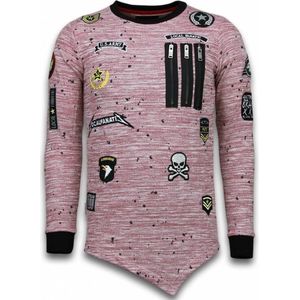 Longfit Asymmetric Embroidery - Sweater Patches - US Army - Roze