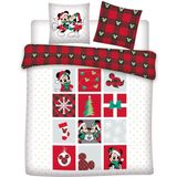 Disney Minnie & Mickey Mouse Dekbedovertrek Kerst - Tweepersoons - 200 x 200 cm - Katoen Flanel