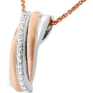 Orphelia ZH-7118 - PENDANT WITH CHAIN RECTANGLE SILVER AND ROSEGOLD PLATED - 925 zilver - 45 cm