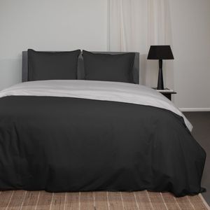 Superieur - Dekbedovertrek Twin Face - Zwart / Lichtgrijs - 100% Katoen - 240x200/220cm