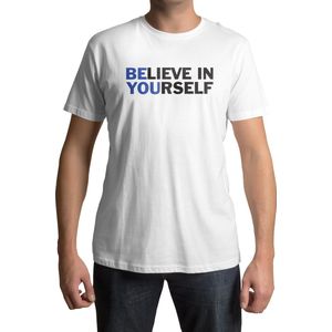 Believe in yourself T-shirt - Heren - Maat M - Wit