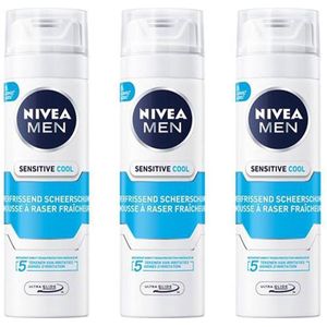 Nivea Men Sensitive Cool Scheergel 0% Alcohol – Voordeelverpakking 3 x 200 ml