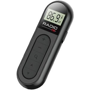 osiuujkw Radio Mini Pocket Pocket FM-radio Radio-ontvanger Mini Pocket FM FM-radio Draagbare hoofdtelefoon Display LCD, Zwart