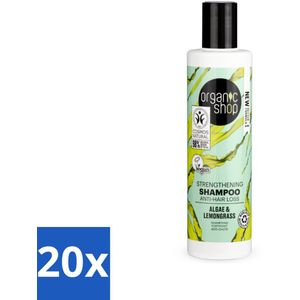 20 x Organic Shop - Algae & Lemongrass Strengthening Shampoo - Versterkend en Herstellend - 280 ml - Haarversterking - Haaruitval Voorkomen - Gezonde Haarwortels - Vegan Shampoo