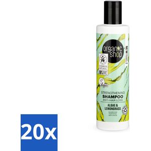 20 x Organic Shop - Algae & Lemongrass Strengthening Shampoo - Versterkend en Herstellend - 280 ml - Haarversterking - Haaruitval - Algenextract - Citroengrasolie - Gezonde Haargroei