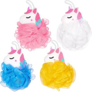 BRUBAKER - Set van 4 Badsponzen - Eenhoorn - 25 g - Zacht - Hygiënisch en Duurzaam