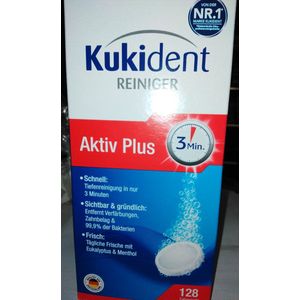 Kukident gebitreiniging tabletten 128stuks 3 minuten snelreiniging