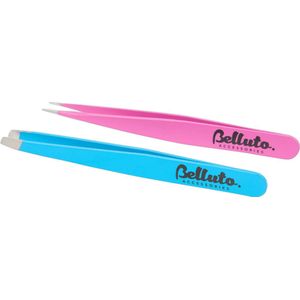 set 2x pincet - rvs - epileerpincet en splinterpincet - spits en schuin - pincetten