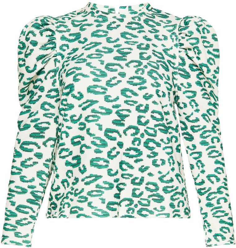 Usha - Fashion Look - Shirt - Smaragd - Donkergroen - Offwhite - Lange Mouwen