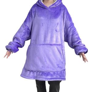 Knuffeldeken - Plaid - Onesie - Hoodie Deken Met Mouwen - Fleece Blanket - Dames - Heren - Kinderen - Extra Zacht - Paars