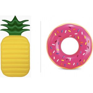 Luchtbed OUT OF THE BLUE ananas + donut zwemband INTEX