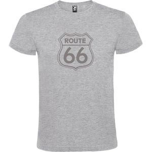 Grijs t-shirt met 'Route 66' print Zilver size XXL