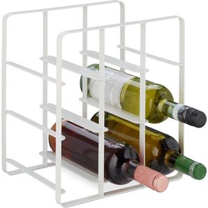 Relaxdays wijnrek metaal voor 9 flessen - staand wijnflessenrek - klein flessenrek keuken