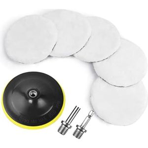 Complete polijstset met 5 wollen schijven en accessoires voor auto- en oppervlakteverzorging