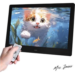 Mrs. Jones HD IPS Digitale Fotolijst 7 inch - 1080P Video Automatisch Aan-uit Beeldvoorbeeld MP3 Kalenderklok USB - Met Afstandsbediening - Zwart (Without 32GB USB driver) Digitale fotolijst