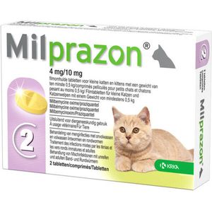 Milprazon Ontworming Tabletten 4 mg / 10 mg Kleine Kat en Kitten 2 stuks