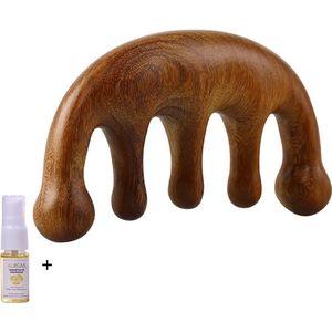 Aurgan Sandelhout massagekam - Gua Sha scalpkam - inclusief 10ml arganolie - massageolie