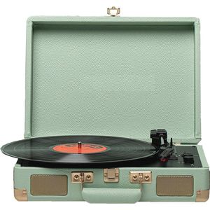 Draaitafel voor vinylplaten met Bluetooth | Draagbare fonograaf met stereoluidsprekers en 3 snelheden