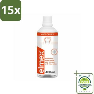 15 x Elmex – Mondspoeling – Anti-Cariës – 400 ml - Grootverpakking - Tandspoeling Tegen Gaatjes - Fluoride Mondspoeling - Anti-cariës Mondspoeling - Gebitsverzorging - Tandenborstel Aanvulling