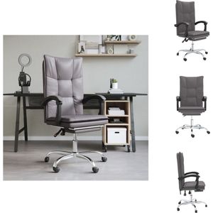 vidaXL Verstelbare Bureaustoel Grijs - Kunstleer - 63x56 cm - Verstelbare rugleuning en voetensteun - Bureaustoel