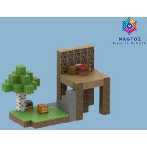 Magnetische bouwstenen - 128 blokken - minifiguren - Minecraft thema - Jungle building - Magneet speelgoed