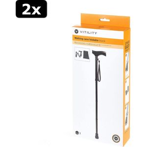 2x Vitility Wandelstok opvouwbaar - zwart