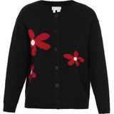 Usha - Gebreid Vest - Rood/Zwart/Wit - Lange Mouw - Normale Pasvorm