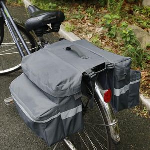 Bagagedragertas voor fiets, 20 liter, fietstas voor bagagedrager, dubbele tas, zijtas, fiets, waterafstotend, reflecterend, grote fietstassen (zilver)