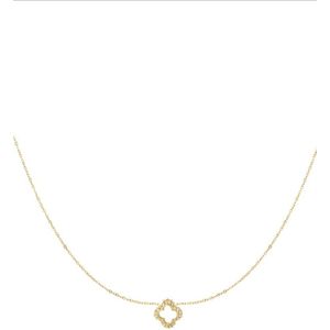 Yehwang - Ketting met klavertje vier hanger - Goudkleurig - Stainless steel - Valentijn - Cadeautje