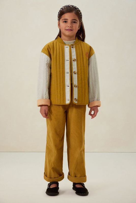 Sissy-Boy - Donkergele quilted jas met embroidery