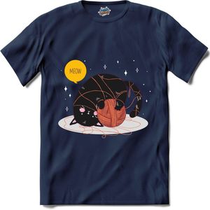 Kat Met Een Bolletje Wol | Katten - Kat - Cats - T-Shirt - Unisex - Navy Blue - Maat 4XL