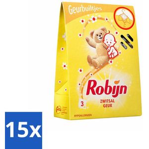 15 x Robijn - Zwitsal - Geurbuiltjes - Zachte Babygeur - Hypoallergeen - 3 Geurbuiltjes - Kasten - Lades - Babykamer - Wasverzachter