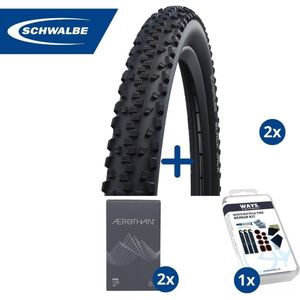 Fietsband - Schwalbe - Buiten- & binnenbanden (2x2 stuks) - Black Jack K-Guard & SV13E - 26 inch x 2.10 - 2.40 - 40 mm - Met plaksetje