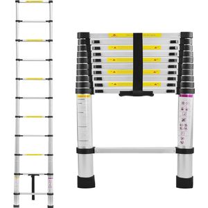 Telescoopladder 3,2 m - Aluminium, 11 treden, Antislip, Multifunctioneel, Belastbaarheid 150 kg - Ideaal voor Klussen