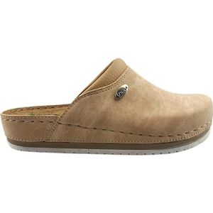Dames klompen  van Dina - Taupe - thuisklompen - instappers  -Zachte zool met PU - maat 37