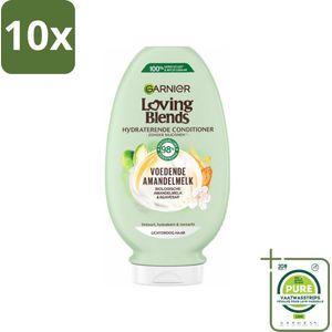 10 x Garnier Loving Blends Voedende Amandelmelk Conditioner 250 ml - Grootverpakking - Haar Conditioner - Voedende Conditioner - Droog Haar - Amandelmelk Conditioner - Biologische Conditioner