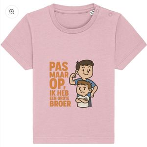 Kinder t-shirt - ik heb een grote broer - roze - 24-36 maanden