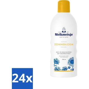 Melkmeisje - Bad & Douche Zonnebloem - Romig Parfum - 1000 ml - Voordeelverpakking - 24 stuks