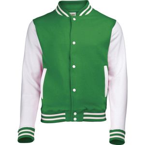 Awdis Kinder Unisex Varsity Jacket / Schoolkleding (Kelly Groen/Wit)