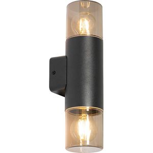 QAZQA odense - Moderne Wandlamp voor buiten - 2 lichts - L 8.5 cm - Grijs - Buitenverlichting