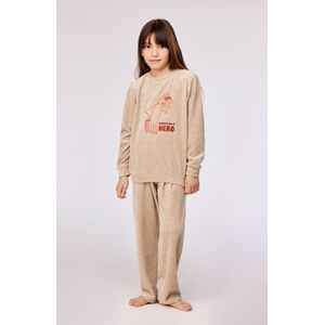 Woody Meisjes-Dames pyjama beige - maat 164/14J