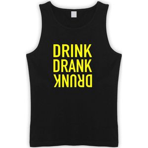 Zwarte Tanktop met “ Drink. Drank, Drunk “ print Geel  Size L