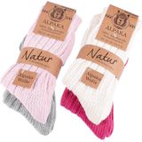 BRUBAKER - Alpaca Sokken - Roze Beige Grijs - Winter Sokken Set - 4 Paar