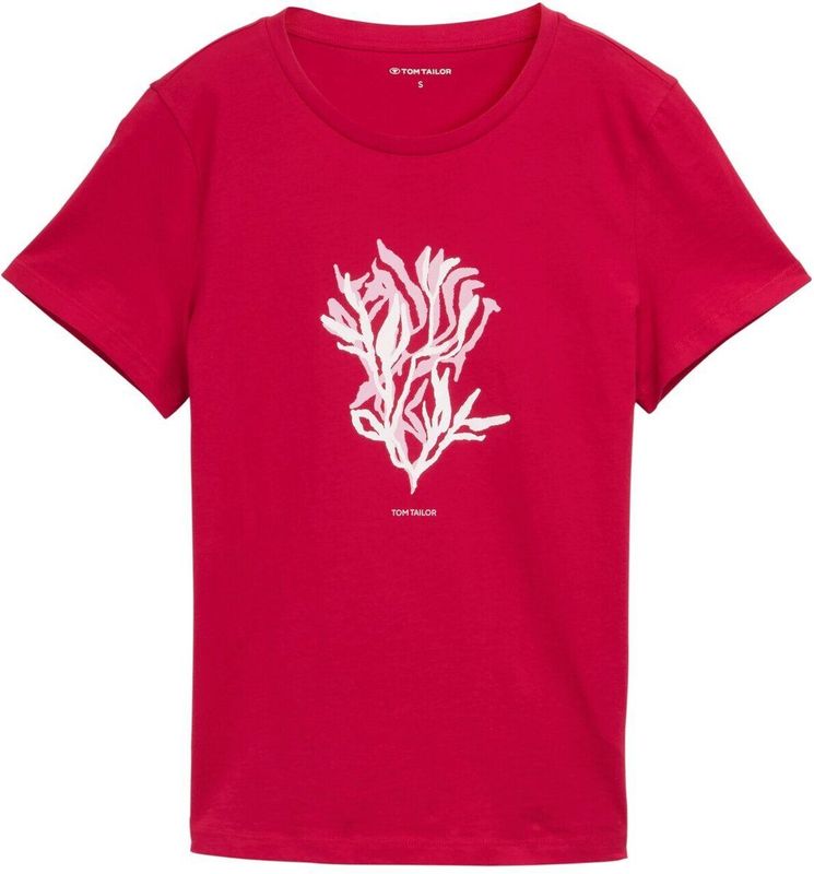 TOM TAILOR T-shirt voor dames met print, 37989 - Raspberry Red, XL