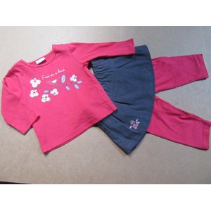 wiplala tshirt, rok + legging , rood en bruin  9 maand 74