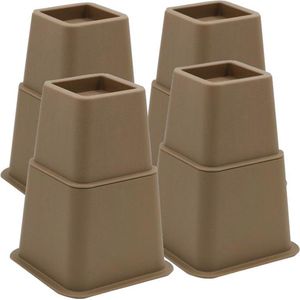 Bedverhogers bruin - bedklossen - meubelverhogers - stoelverhogers per set van 8. Instelbaar tussen 8, 13 en 21 cm. Max. 600 kg