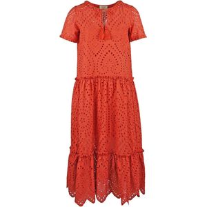 Verysimple • rode opengewerkte midi jurk • maat 36
