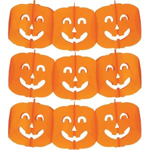 Halloween feestslinger pompoenen - 3x - 3 meter - oranje - van papier